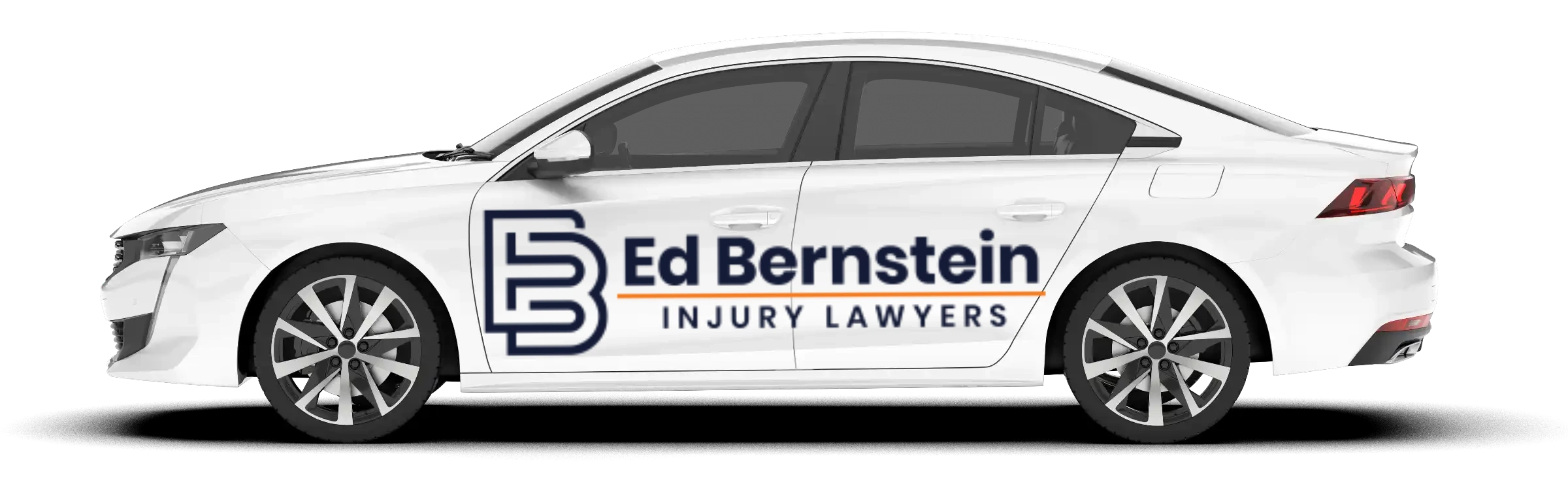 car pointing to the left with Ed Bernstein Injury Lawyers logo