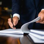 lawyer writing on a desk